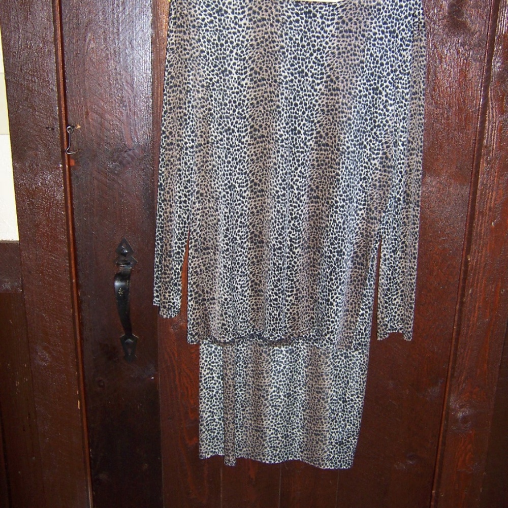 Lightweight leopard print skirt and blouse